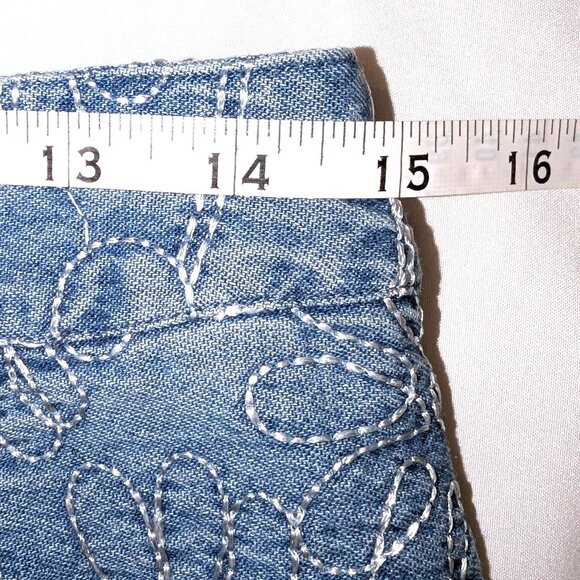 NWT House of Harlow 1960 | Floral Embroidered Denim Maxi Skirt Blue | Size 6 - Picture 10 of 13